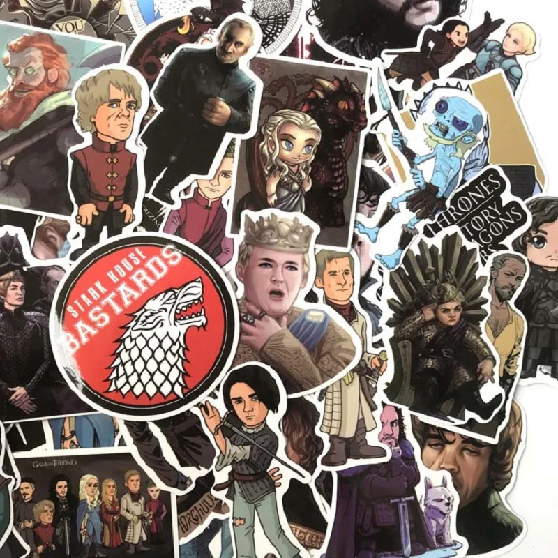 61 pz/set Game of Thrones sticker cosplay prop PVC ghiaccio e del fuoco canzone Jon Snow decalcomania del computer frigorifero adesivi valigia