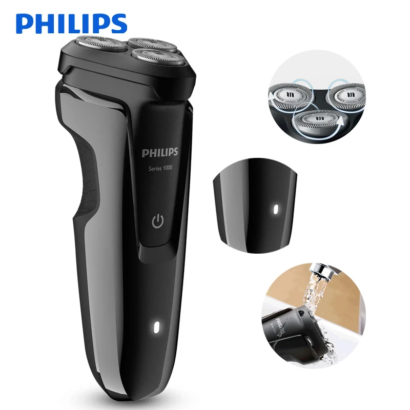 Электробритва Philips S1010 вращающаяся перезаряжаемая для мытья тела с тройными плавающими лезвиями для мужской электрической бритвы с индикатором