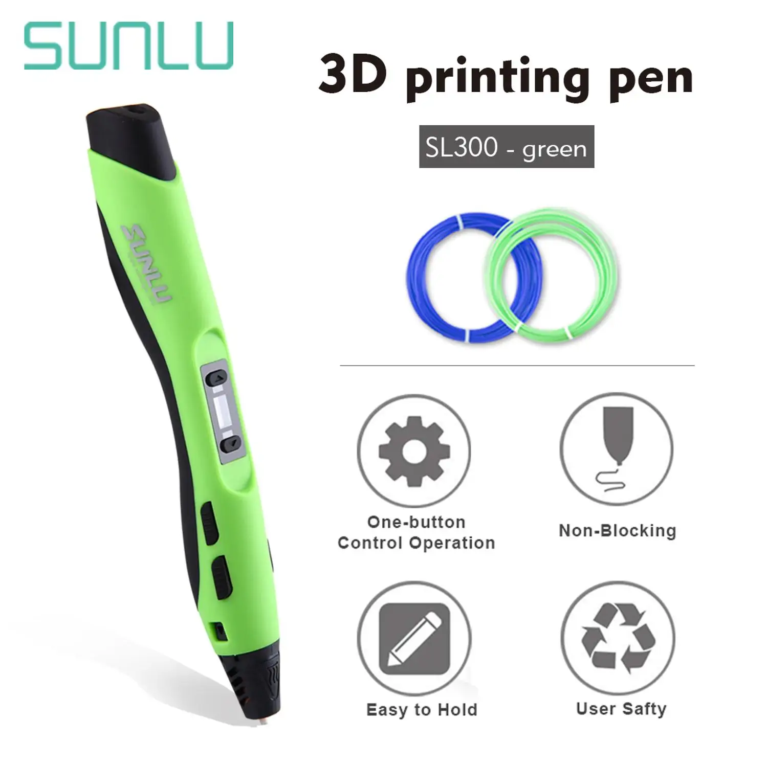 

SL-300 Children Scribble 3D Pen Green Color SUNLU 3D Printing Pens For School Explore Intelligence Gadget As Birthday Gift