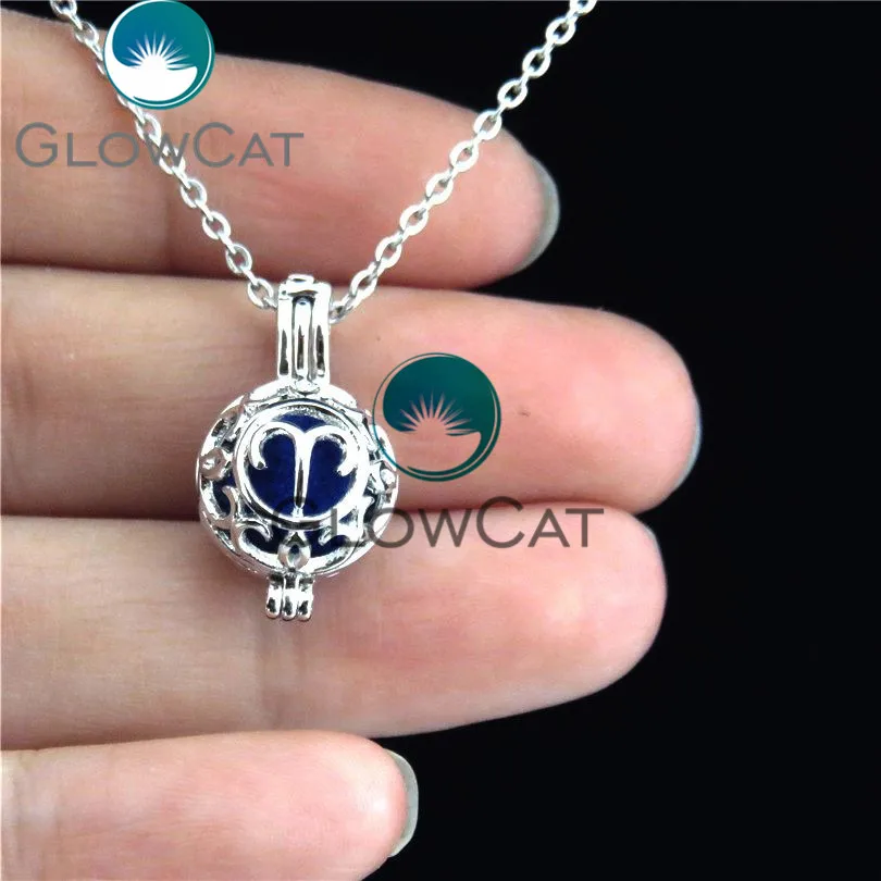 Glowcat kp431 Овен Созвездие Oyster жемчужина клетка Эфирные масла зодиака кулон Бусины