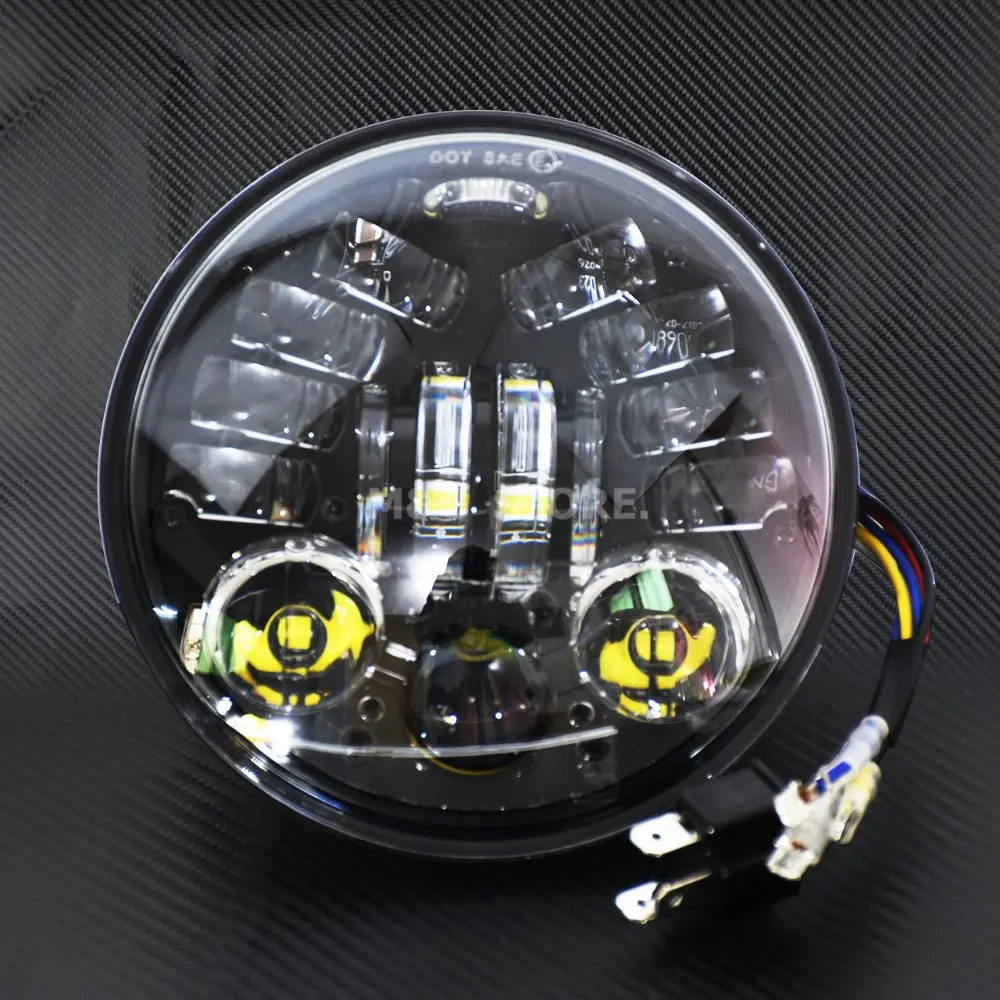 5-3/" Круглый налобный фонарь для Harley Dyna Sportster 1200 48 883 сигнальный светильник поворота 5,75 дюймов проектор светодиодный Moto головной светильник