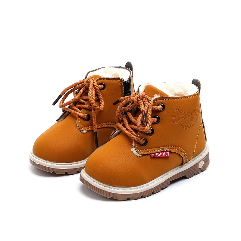 

Top Selling Children Shoes Kids Boys Martin Boots Winter Plush Warm Princess Girls Shoes Thick Soft British Style Fashion Boots