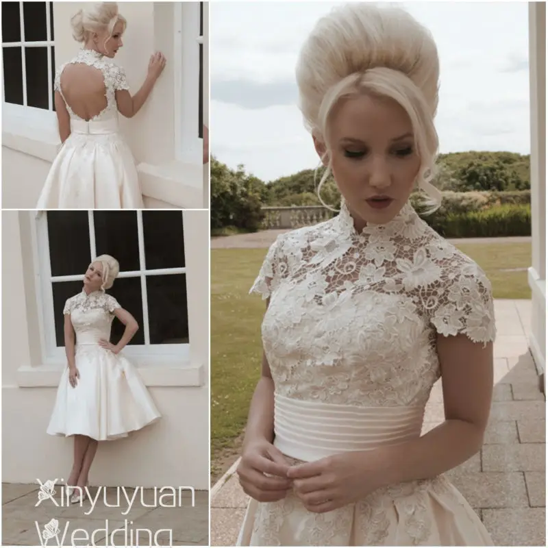 Romantic High Neckline Beach Wedding Dress Summer Wedding Bouquet