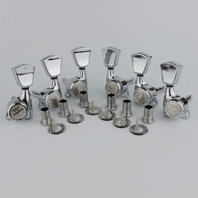 

1 Set GUYKER Chrome Silver Lock String Tuners Electric Guitar Machine Heads Tuners Trapezium Button