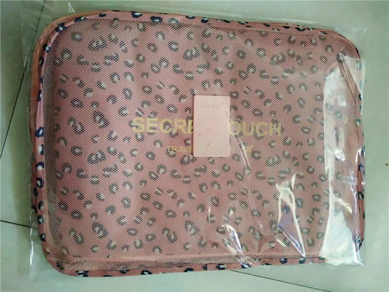 Donbook 6 шт. дорожная сумка для хранения Набор для одежды аккуратный Органайзер сумка чемодан домашний шкаф разделитель контейнер Органайзер - Цвет: pink leopard