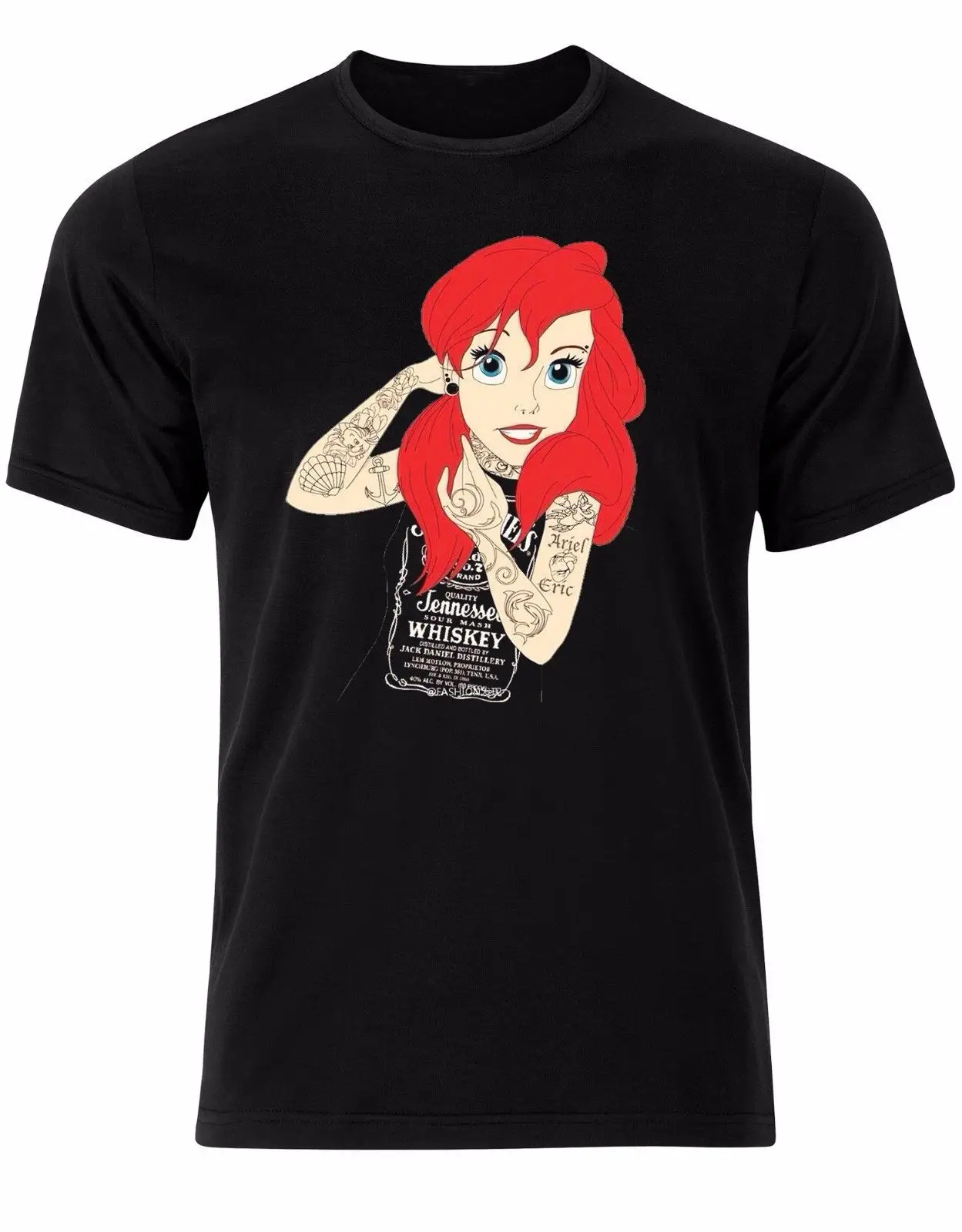 Футболка Ariel Indie Tatoo Мужская винтажная мультяшная ретро-футболка в готическом