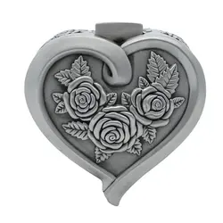 Античная Металлическая Роза Гравировка сердце форма Свадебная коробка для колец брелок для хранения ювелирных изделий Коробка для