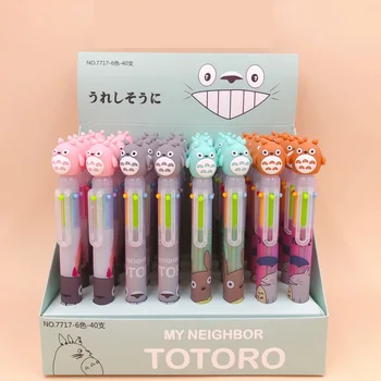 

1 lot=40pcs 6 colors muticolor ballpoint pen silica gel cartoon anime Totoro students favors gift prize creative stationery