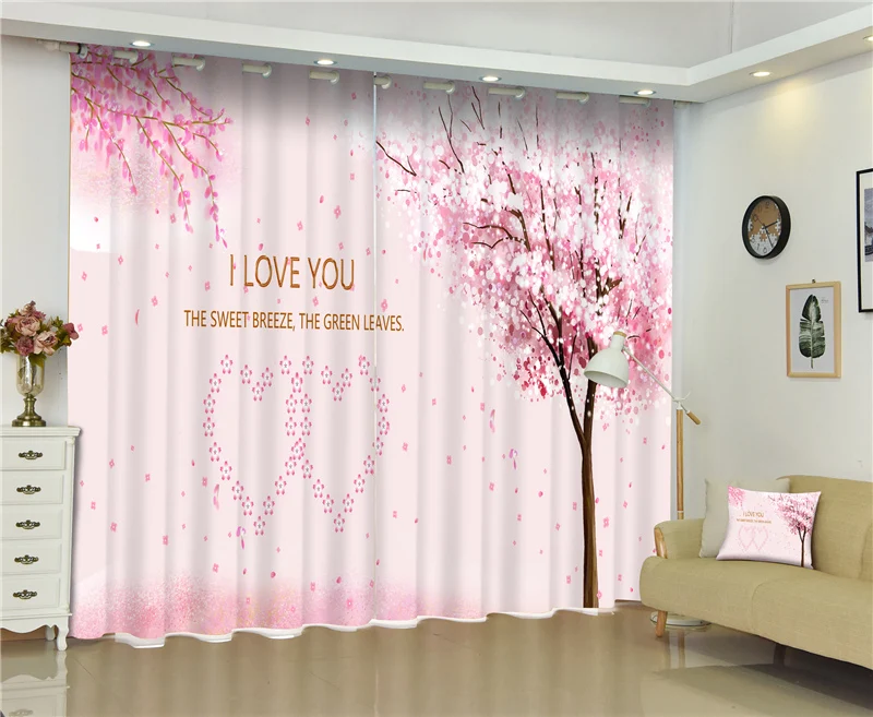 

Love story 3D Blackout Curtains Healthy non-pollution Digital Print Curtains for Bedding room Living room free ship
