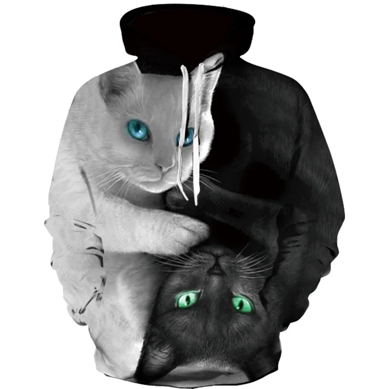 New Arrival Mens Hoodies Printing Cat for Lovers Long Sleeve Fashion Sweatshirt for Men and 