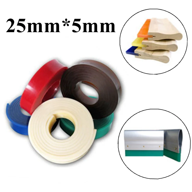 

25 мм * 5 мм плоская головка скребок для трафаретной печати Резина 65A/75A/85A шелкография чернила царапины лезвия инструменты