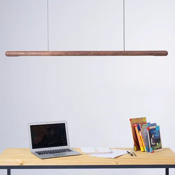 

Wood LED Pendant Lamp Cylindrical Suspension Light Long Bar Tube Round Office Meeting Dinning Room Hotel Villa Counter Lighting