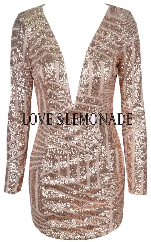 Love& Lemonade модное узкое платье с геометрическими блестками и v-образным вырезом. Вечерние платья TB 8150