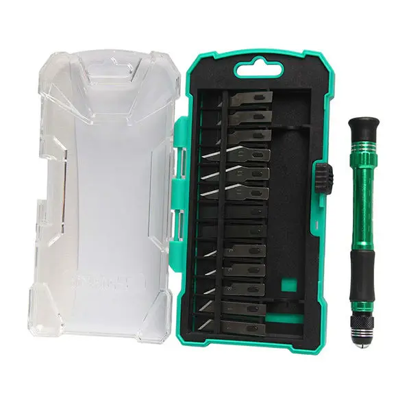 ProsKit PD-398 Aluminum Handle Knife Kit + 13 Interchangeable Blades Compact Box Great Knife Set ProsKit PD-398 Aluminum Handle Knife Kit + 13 Interchangeable Blades Compact Box Great Knife Set