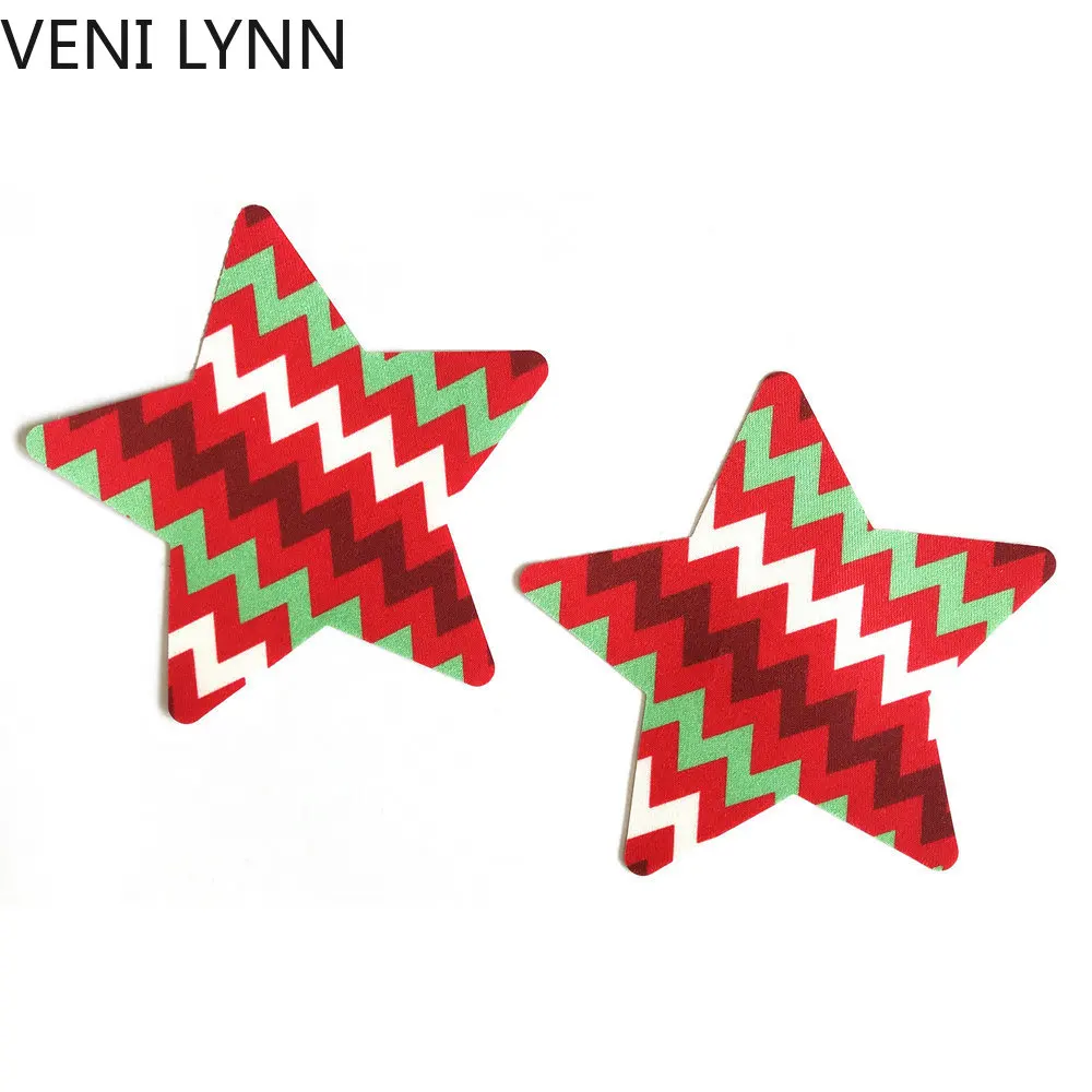 red-star VENI LYNN 10 Pairs Disposable Women Nipple Cover Invisible Christmas Chest Sticker Breast Cover Bra - Цвет: red-star