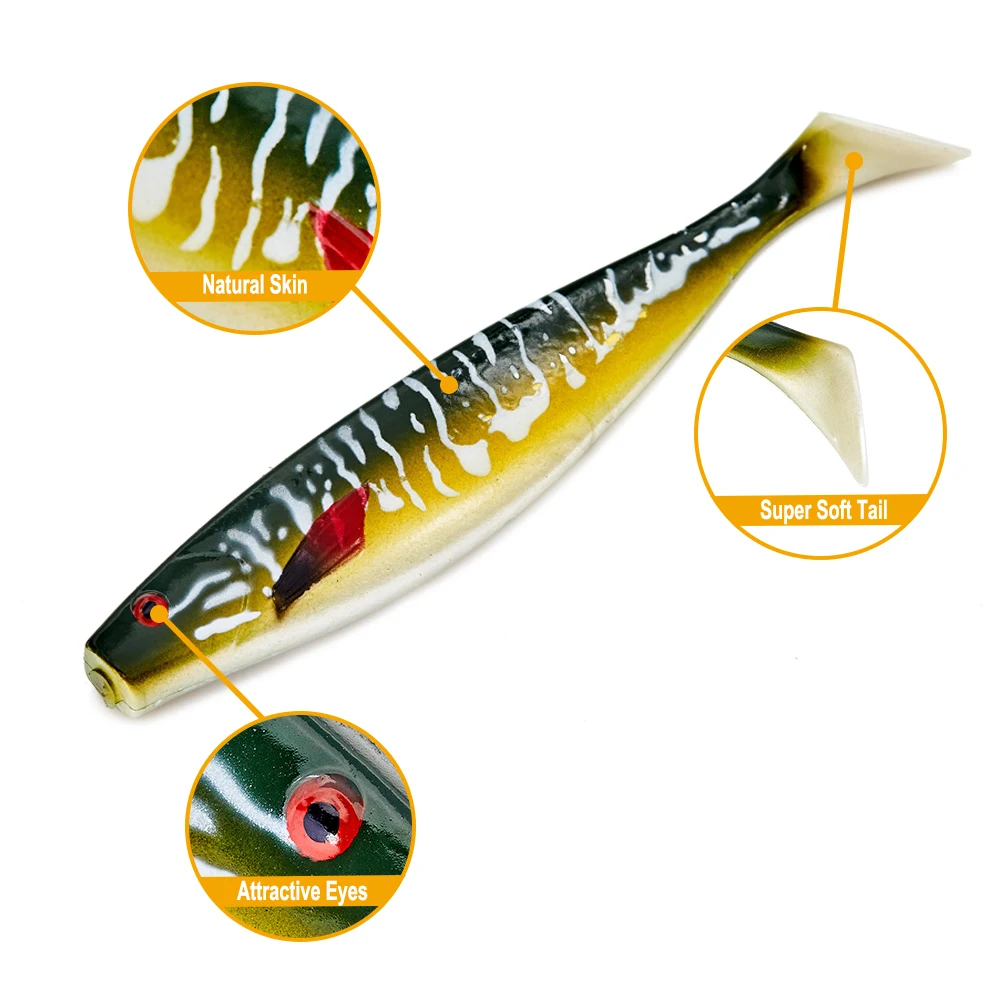 hunthouse 3PCS 18cm Sea Fishing Big Size Simulate Soft Fishing Lure Artificial Baits Peche Swimbait Crank Bait Pesca tackle