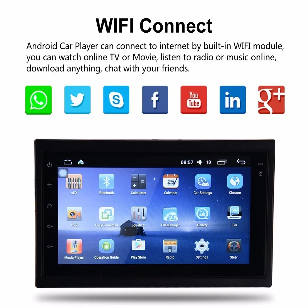 US $107.04 Android 60 Universal 7Inch 2DIN Car Multimedia WIFI Player GPS Navigator HD Reversing Audio Video Phone Interconnect Autoadio