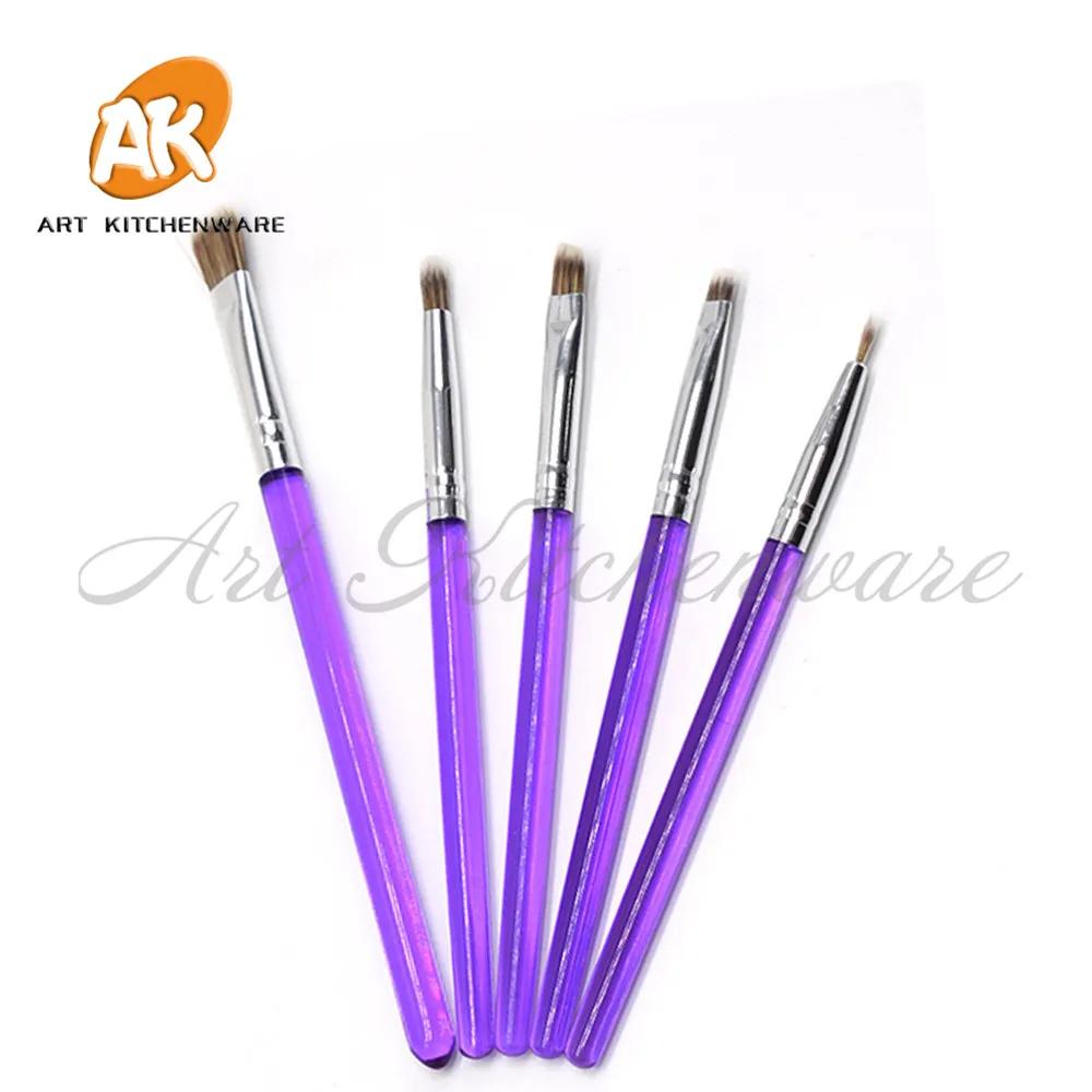 

5pcsFondant Brush Cake Decorating Tools Painting Icing Dusting DIY Cooking Pastry Tools Baking Tools Sugarcraft Makeup Brush Set