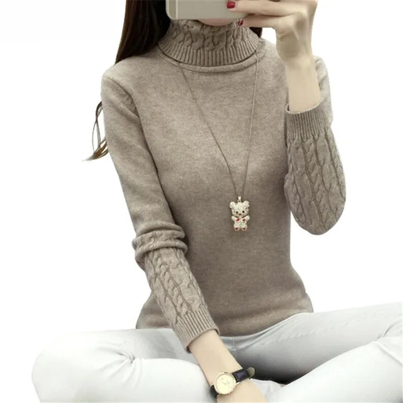 

Women Turtleneck Sweaters 2019 Winter Thick Warm Sweaters And Pullovers Knit Long Sleeve Cashmere Sweater Female Jumper Tops K22