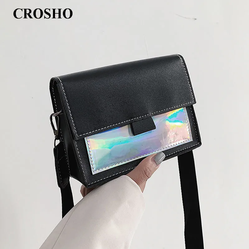 

CROSHO Simple Spring and Summer Single Shoulder Crossbody Retro Laser Small Square Bag Panelled