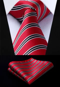 

Red Blue Striped 3.4" Silk Tie Party Wedding Handkerchief Set New#TS712R8S Woven Classic Tie Necktie