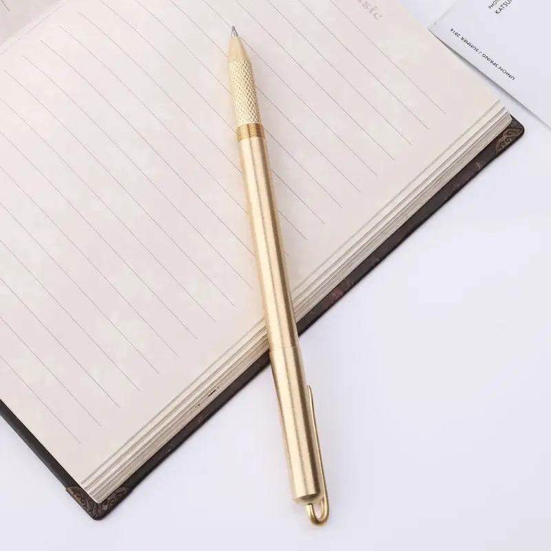 Ретро Золотая латунь черная чернильная шариковая ручка ручной работы с зажимом офисные школьные принадлежности канцелярские принадлежности