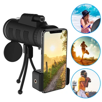 

Camera Lens for phone 40X60 Zoom for Smartphone Monocular Telescope Scope Camera Camping Hiking Fishing with Compass Phone Clip