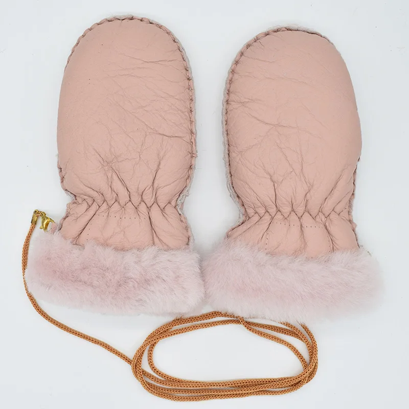 Ms. MinShu/Детские перчатки из овчины, меховые варежки, детские кожаные перчатки, Детские Зимние теплые перчатки из натуральной овчины, меховые перчатки