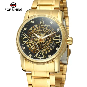 

2019 New FORSINING Men Brand Luxury Watch for Men Metal Strap Crystal Decoration Dial Golden Skeleton Mechanical Wristwatches