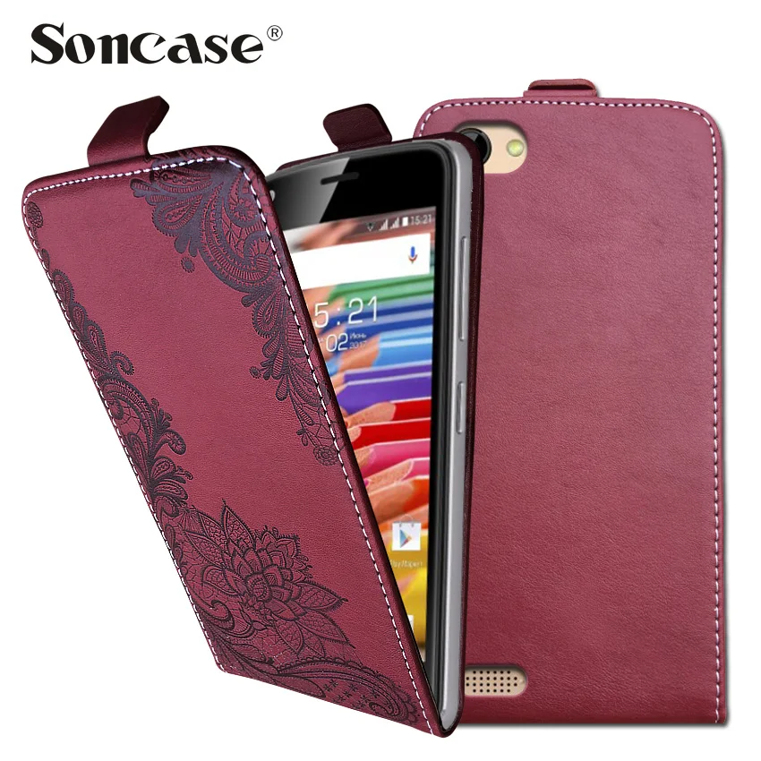 

3D Stereo Embossing lace flower butterfly flip up and down leather phone bag cover case for INOI 2 Lite