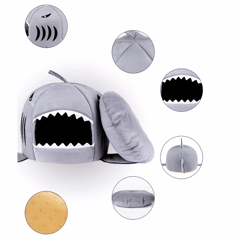 prativerdi Soft Dog House For Large Dog Warm Shark Dog House Tent High Quality Cotton Small Dog Cat Bed Puppy mat Pet hondenmand2
