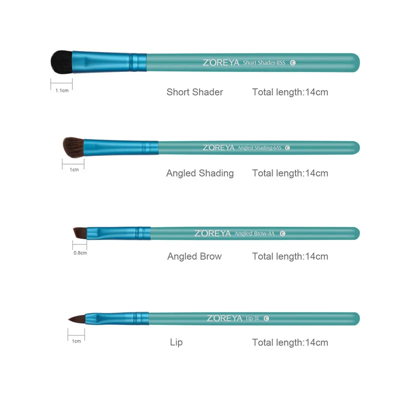 ZOREYA 7 шт. кисть из натурального козьего ворса синтетические волосы кисти для макияжа, плетеный абажур из натурального дерева ручка косметические наборы с Make Up Чехол 4 цвета