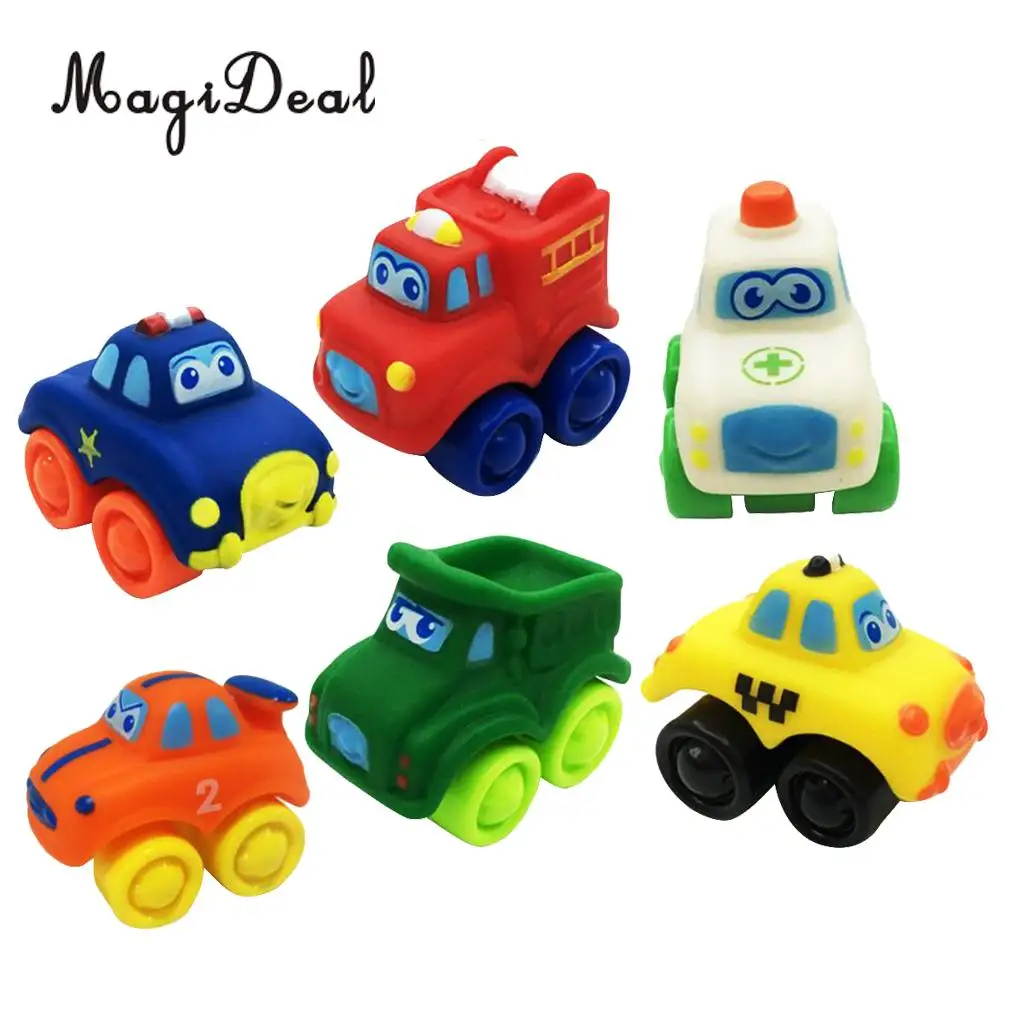 MagiDeal Hot Sale 6 Pieces Kids Children Baby Rubber Plastic Model Car Vehicle Educational Toy Great Birthday Christmas Gift