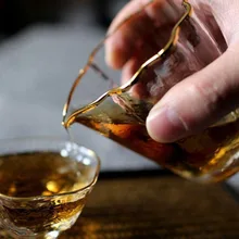 Высокое качество кунг-фу чай Высокие боросиликатные стеклянные бутылки термостойкие утолщённые кружки молотки линии чашки ручной работы дома посуда для напитков