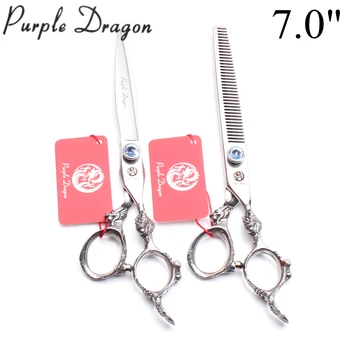

7.0" 19.5cm JP 440C Purple Dragon Grooming-for-dog Thinning Shears Cutting Scissors Human Hair Scissors Salon Styling Tool Z9108