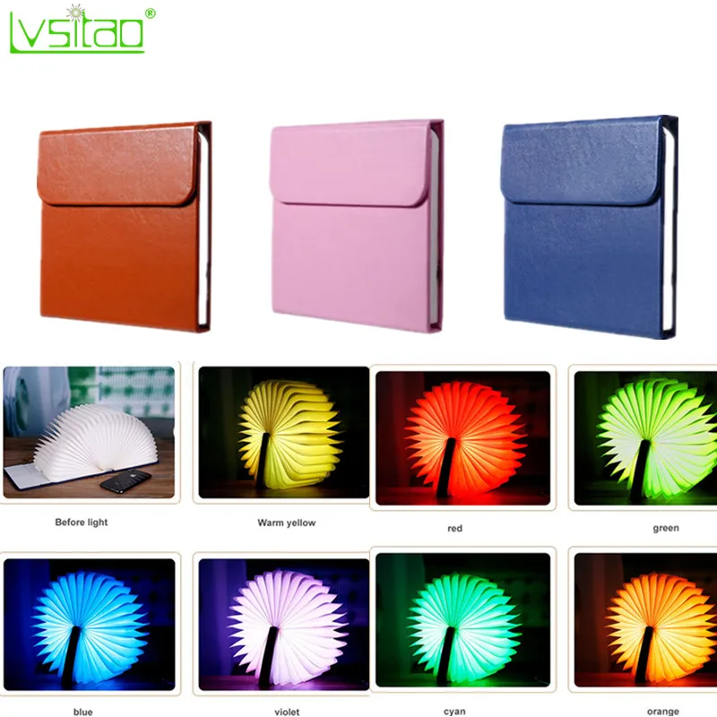

colorful led book light usb rechargeable foldable Night light 7 color creative home decorations dazzle table lamps novelty gifts
