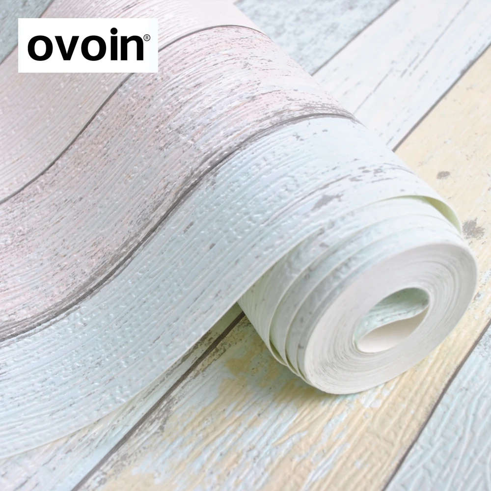 Thick Textured Vinyl Vintage Wood Wallpaper 3D Wooden Plank Retro Wall