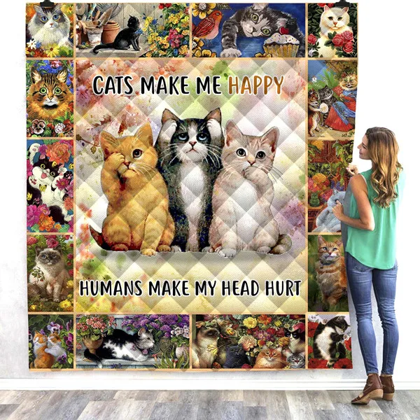 

lazy Cat Daily Life Summer Quilt Blanket Mat 3D Printed Bed Sofa For Kids Adult Boy Girls Washable Gift