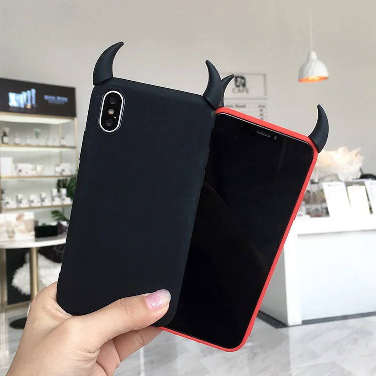 Милый мягкий силиконовый черный чехол Devil Horns Demon Angle Cover для huawei P20 Lite P30 Pro P8 P9 P10 Plus PSmart2019 mate 9 10 20 X