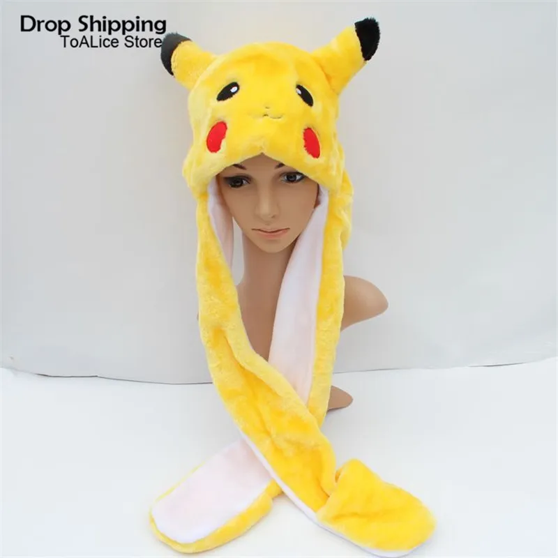 

Anime Cartoon Pokemon Pikachu Plush Hat with Gloves Scarf Coplay Women Men Cosplay Cap Animal Beanie Halloween Gift