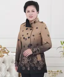 Куртка среднего возраста женская одежда на сезон осень-зима пальто двубортная модель для женщин пожилого возраста Высокое Атмосферное