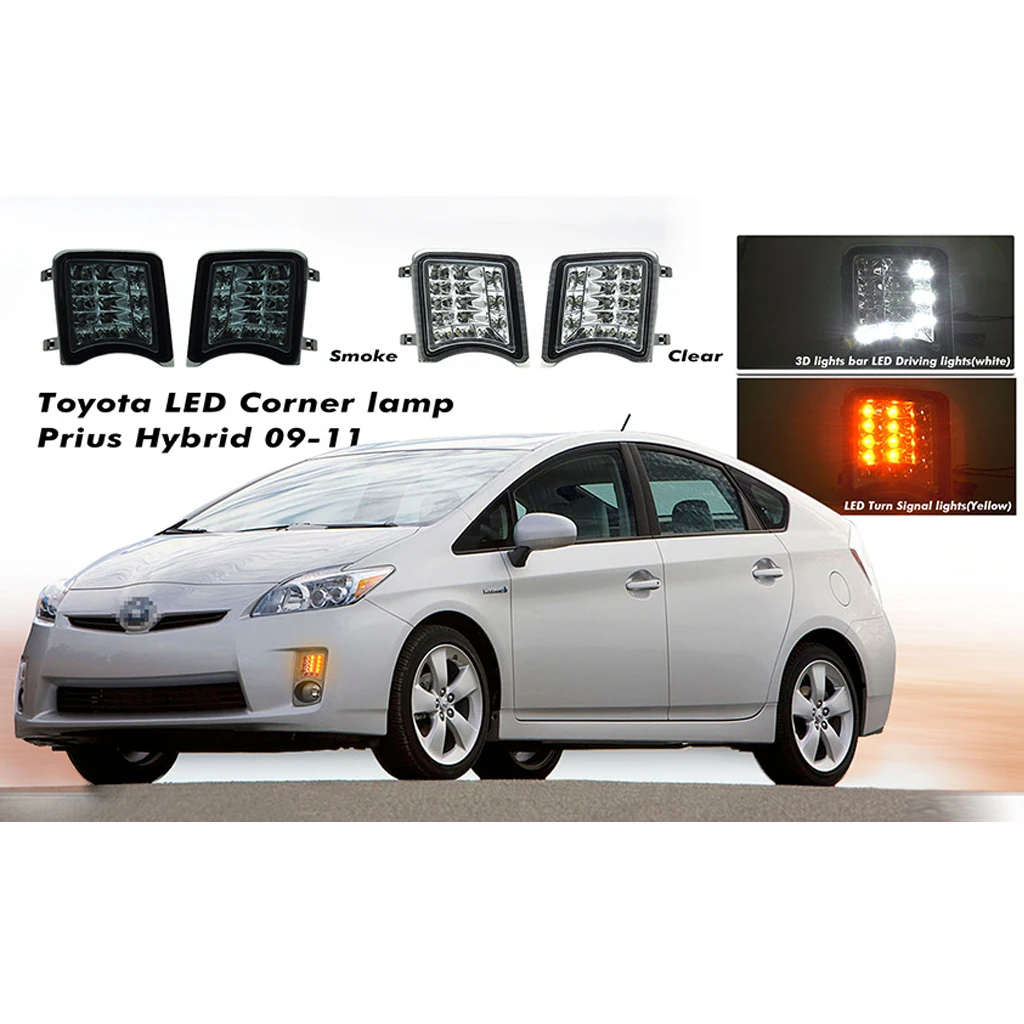 Прозрачная или Дымчатая линза 2 в 1 светодиодная угловая лампа для Prius Hybrid 09 11