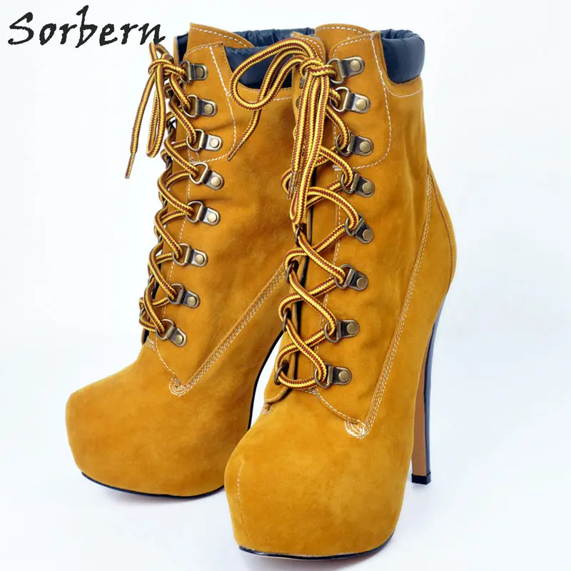 2018 Sorbern женские зимние ботинки ботильоны для женщин Botines Mujer на шпильке со шнуровкой из флока Botte Femme Chaussures Femme 2018 Sorbern женские зимние ботинки ботильоны для женщин Botines Mujer на шпильке со шнуровкой из флока Botte Femme Chaussures Femme