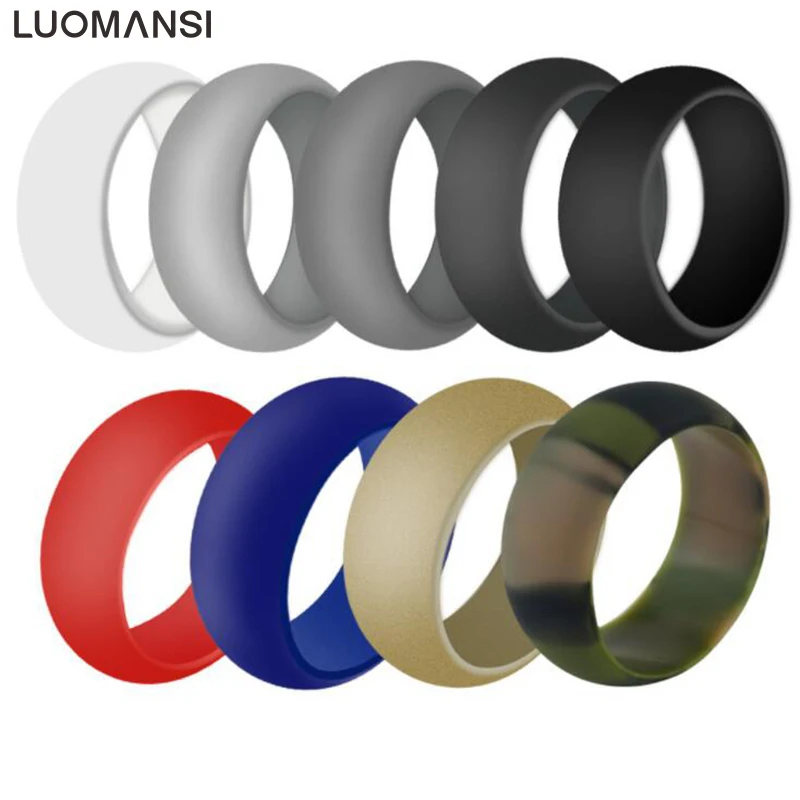 

Luomansi Hot Classic 9mm Thin Braided Silicone Couple Rings Fashion Simple Wedding Rings Women Flexible Woven Rubber Finger Ring