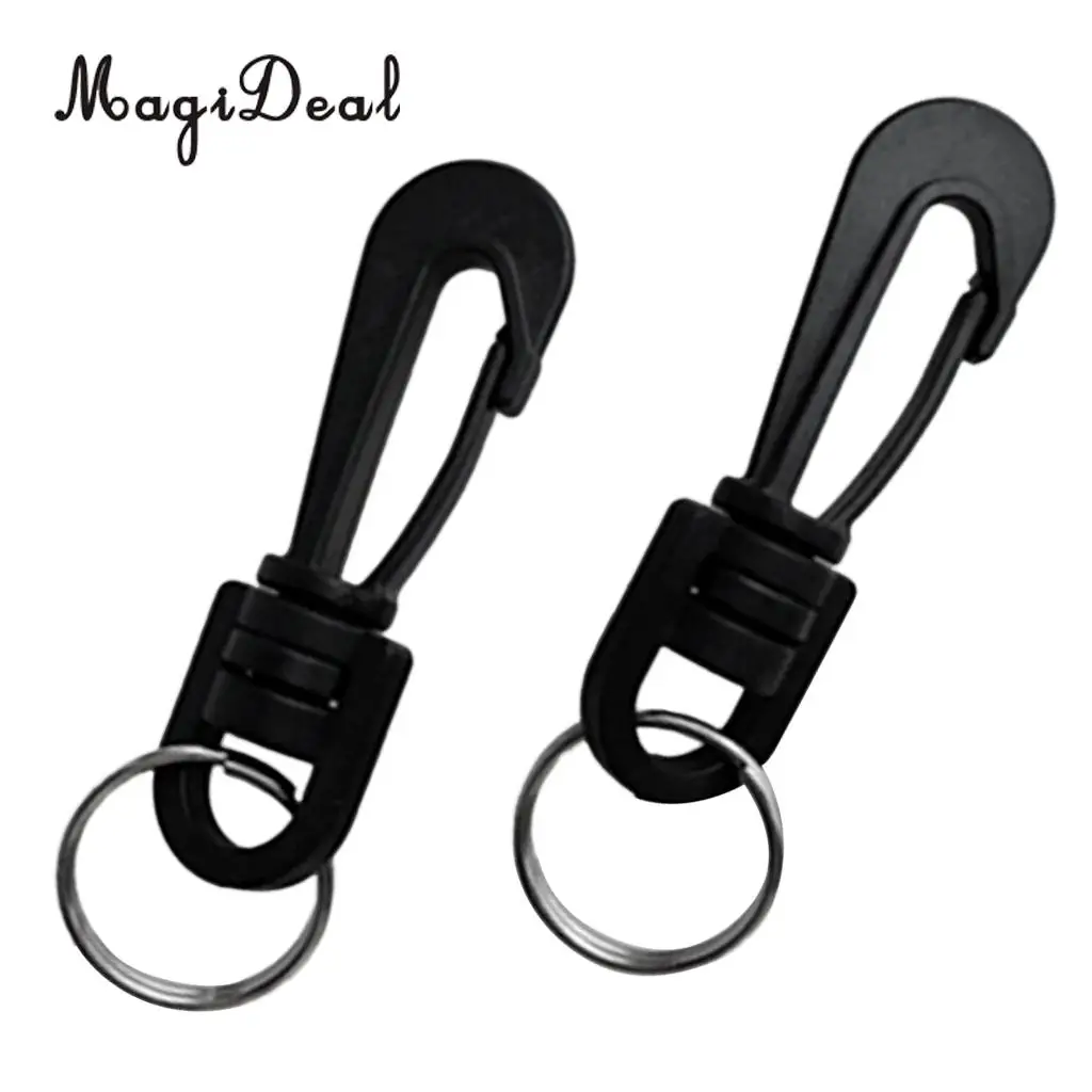 MagiDeal 2 Pieces Scuba Diving Plastic Swivel Spring Snap Hook Clip with Split Rings SCUBA Snorkeling Compass Accessories