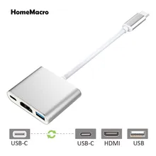 Тип-c цифровой av-адаптер Multi Порты и разъёмы адаптер USB 3,1 USB-C HDMI 4 К Тип-C зарядки Порты и разъёмы для Macbook samsung S9 8 S9+ Примечание 8