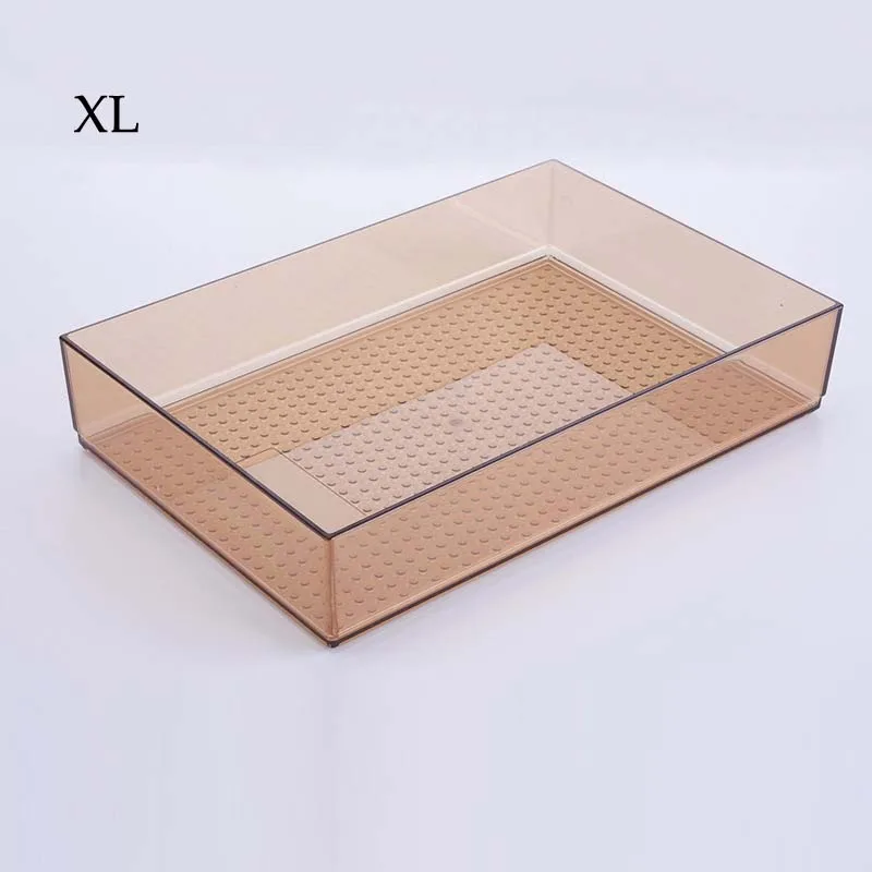 Для дома, выдвижного ящика коробка для хранения рабочего стола разделительная коробка для хранения столовой посуды косметический Органайзер для макияжа кухонный ящик Органайзер чехол - Цвет: Brown-XL