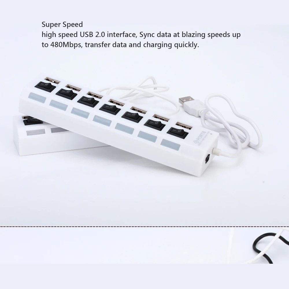 USB 2 0 концентратор usb хаб 7 портов переключатель индикатор высокоскоростной