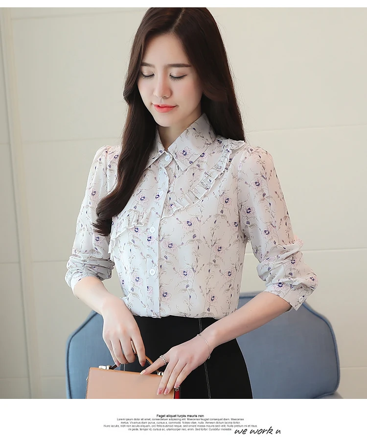 Camisa шифон Nova худи на молнии блуза с оборками манга Longa Flor Impresso Mulheres Топ blusas mujer