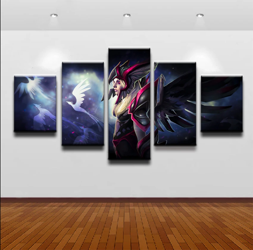  Canvas Oil Printed Painting 5 Panel Wall Art Picture DOTA 2 Vengeful Spirit Modular Artwork Framewo